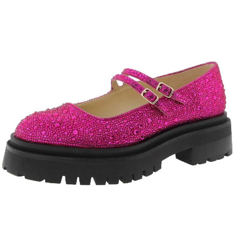 Women's Bow - Embellished Ballet Flats with a Platform Sole in Red for Added Height Betsey Johnson Womens Rico Rhinestone Mary Janes Women's Bow - Embellished Ballet Flats with a Platform Sole in Red for Added Height Betsey Johnson Womens Rico Rhinestone Mary Janes