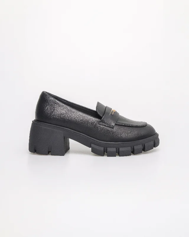Women's Glitter - Embellished Loafers in Silver for a Sparkly Party Look Tomaz NN373 Ladies Chunky Loafers Heels
