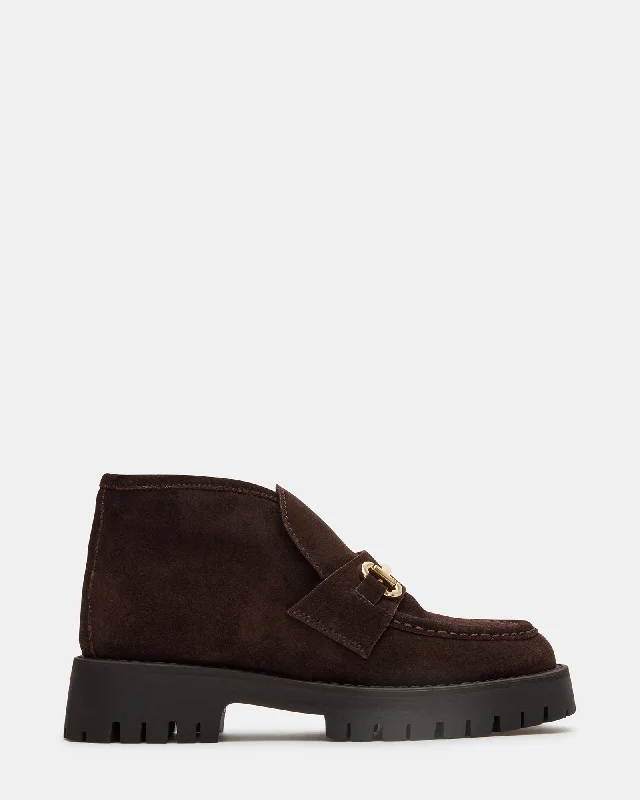 Women's Fur - Lined Loafers in Tan for a Cozy Winter Option LEON CHOCOLATE BROWN SUEDE Women's Fur - Lined Loafers in Tan for a Cozy Winter Option LEON CHOCOLATE BROWN SUEDE