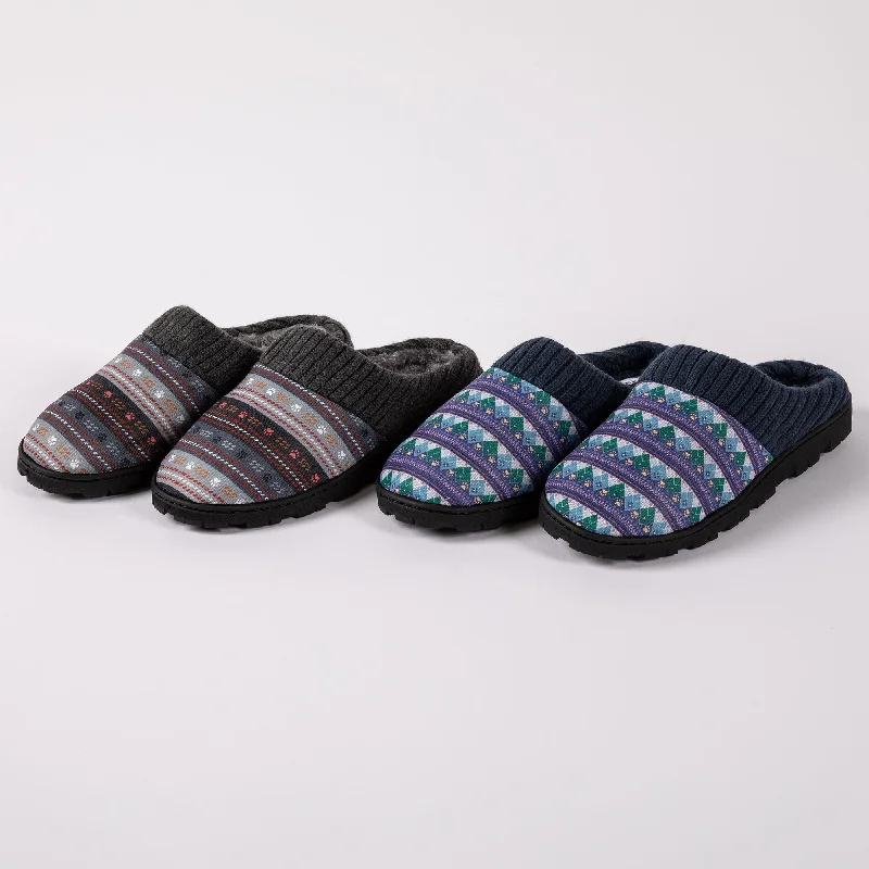 Women's Slippers with a Built - in Heel in Black for a Slightly Elevated Look Nordic Paw Print Scuff Slippers