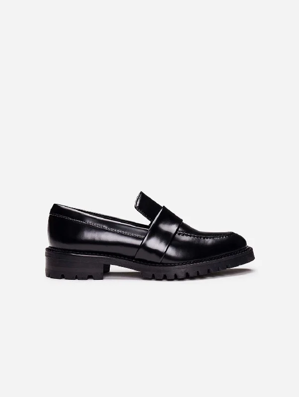 Women's Memory Foam Insole Loafers in Pink for Added Comfort Elena Vegan Leather Chunky Sole Loafers | Black Women's Memory Foam Insole Loafers in Pink for Added Comfort Elena Vegan Leather Chunky Sole Loafers | Black