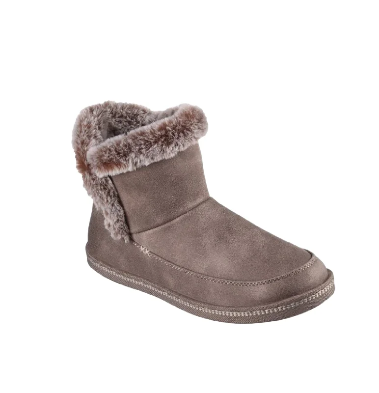Women's Faux Fur Lined Slippers with Memory Foam Insoles in Pink for Cozy Nights Womens Skechers Cozy Campfire - Fresh Breeze Dark Taupe Comfy Slippers