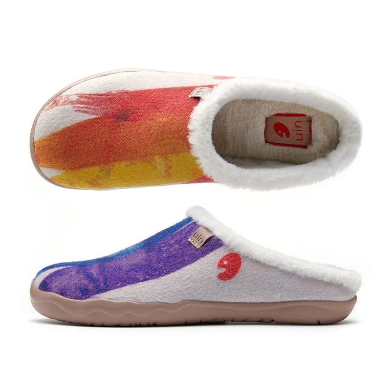 Women's Knitted Cable Pattern Slippers with a Non - Slip Sole in Cream for Indoor Comfort Rainbow Crush Malaga Women