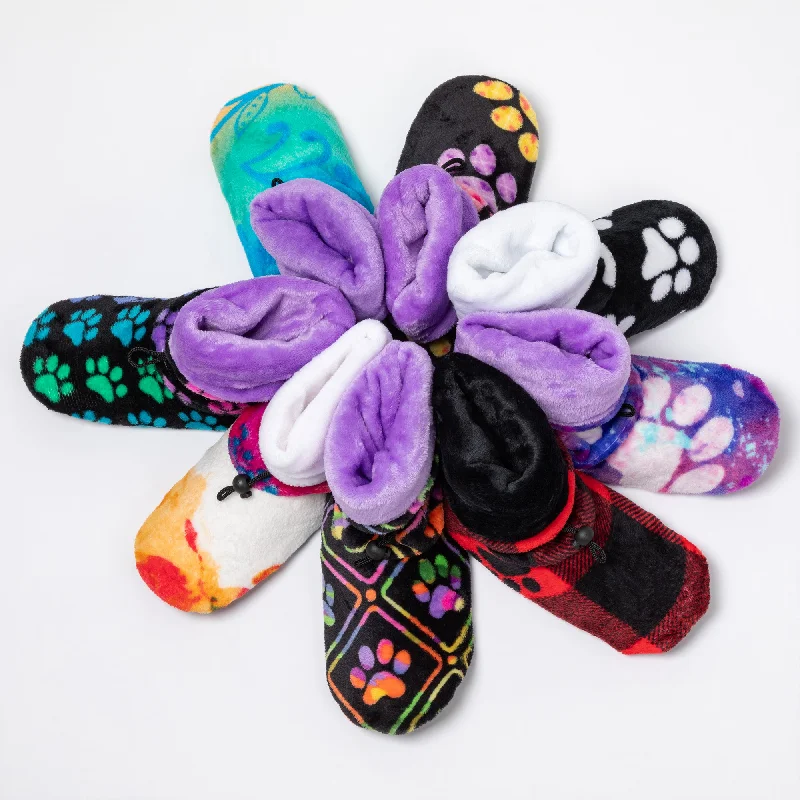 Women's Faux Fur Lined Slippers with Memory Foam Insoles in Pink for Cozy Nights Super Cozy™ Deluxe Paw Non-Slip Toggle Slipper Booties