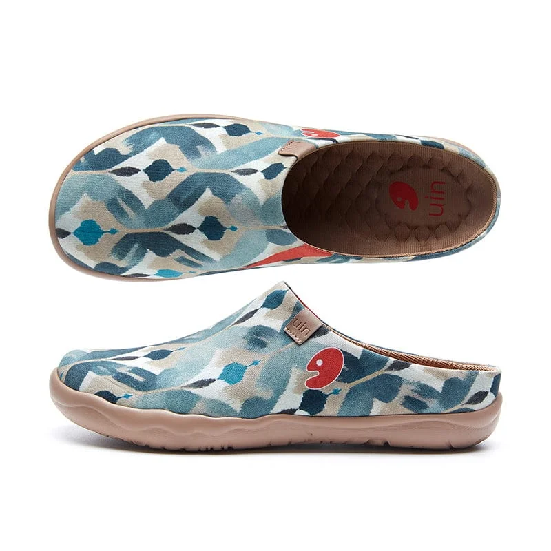 Women's Gel - Cushioned Slippers with a Soft Sole in Blue for All - Day Comfort Watercolor Floral Drawing Malaga Women
