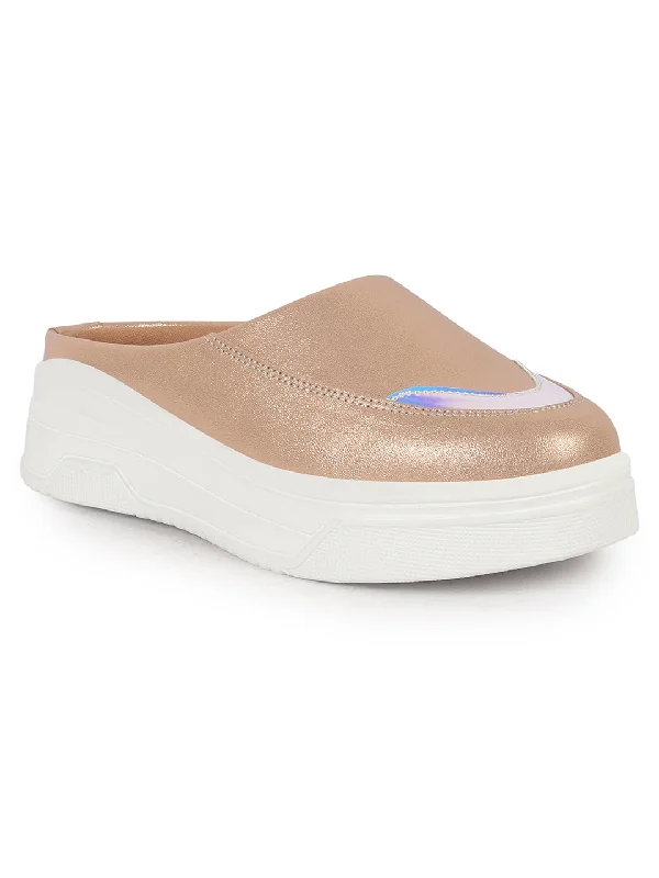 Women's casual suede shoes for a soft texture Women Rose Gold Classic Height Enhancer Embellished Back Open Slip On Mule Shoes|All Season Casual Slip On Shoe Women's casual suede shoes for a soft texture Women Rose Gold Classic Height Enhancer Embellished Back Open Slip On Mule Shoes|All Season Casual Slip On Shoe