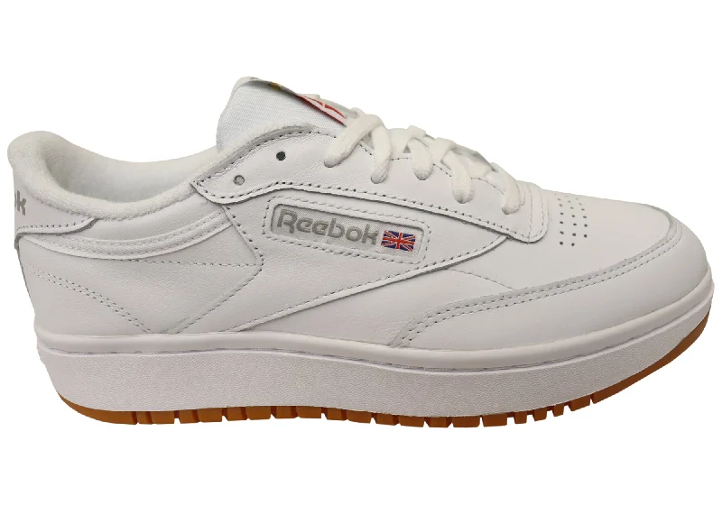 Women's casual shoes for a coffee date Reebok Club C Double Womens Comfortable Leather Lace Up Sneakers Women's casual shoes for a coffee date Reebok Club C Double Womens Comfortable Leather Lace Up Sneakers