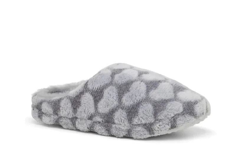 Women's Leather Slippers with a Hand - Stitched Design in Burgundy for Durability Womens Grosby Marsha Grey Love Hearts Slippers Slip On Ladies Shoes