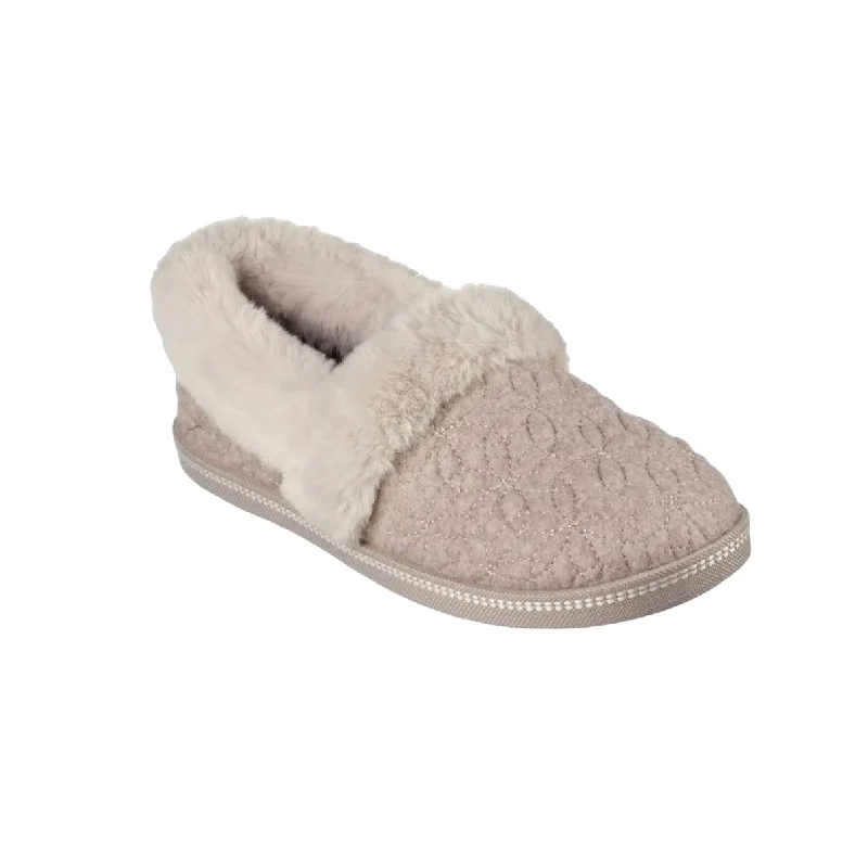 Women's Slippers with a Quilted Pattern in Gray for Added Style Womens Skechers Cozy Campfire - Bright Blossom Taupe Comfy Slippers