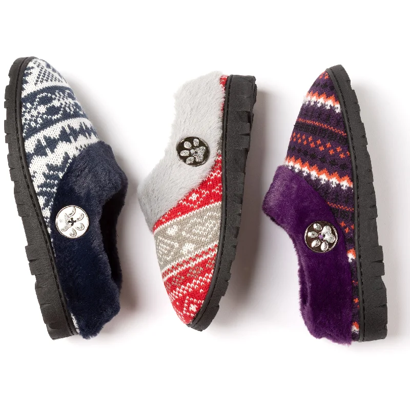 Women's Shearling Lined Slippers with a Fleece Upper in Tan for Ultimate Warmth Paw Knit Clog Slippers