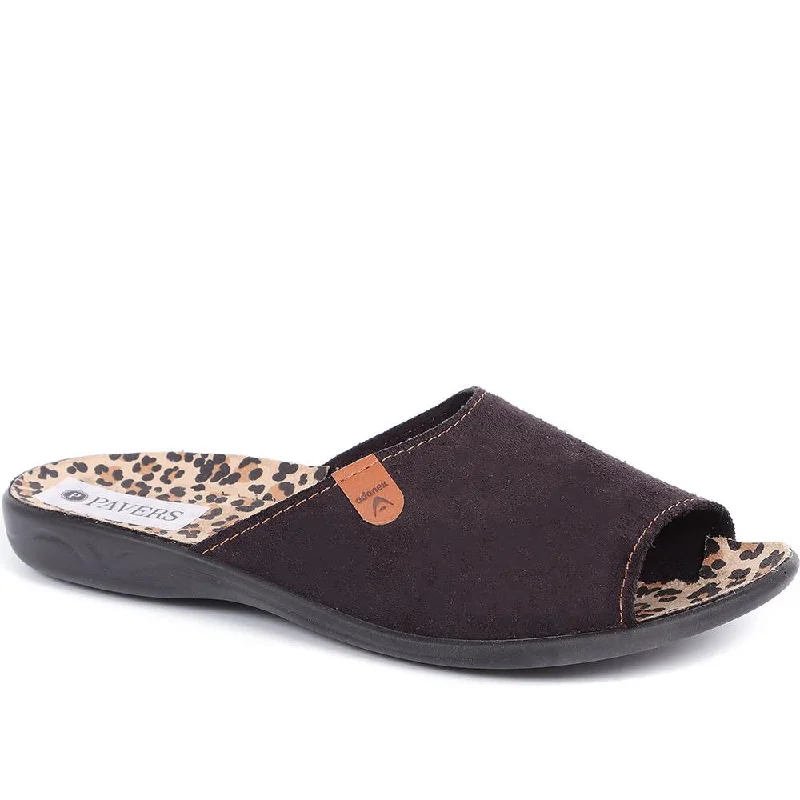 Women's Slippers with a Built - in Heel in Black for a Slightly Elevated Look Mule Slippers - ADA37001 / 323 764