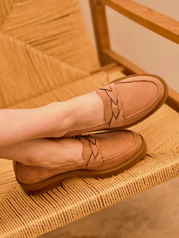 Women's Tassel - Trimmed Loafers with a Low Heel in Olive Green for a Trendy Twist Spell Vegan Suede Loafers | Petal Women's Tassel - Trimmed Loafers with a Low Heel in Olive Green for a Trendy Twist Spell Vegan Suede Loafers | Petal