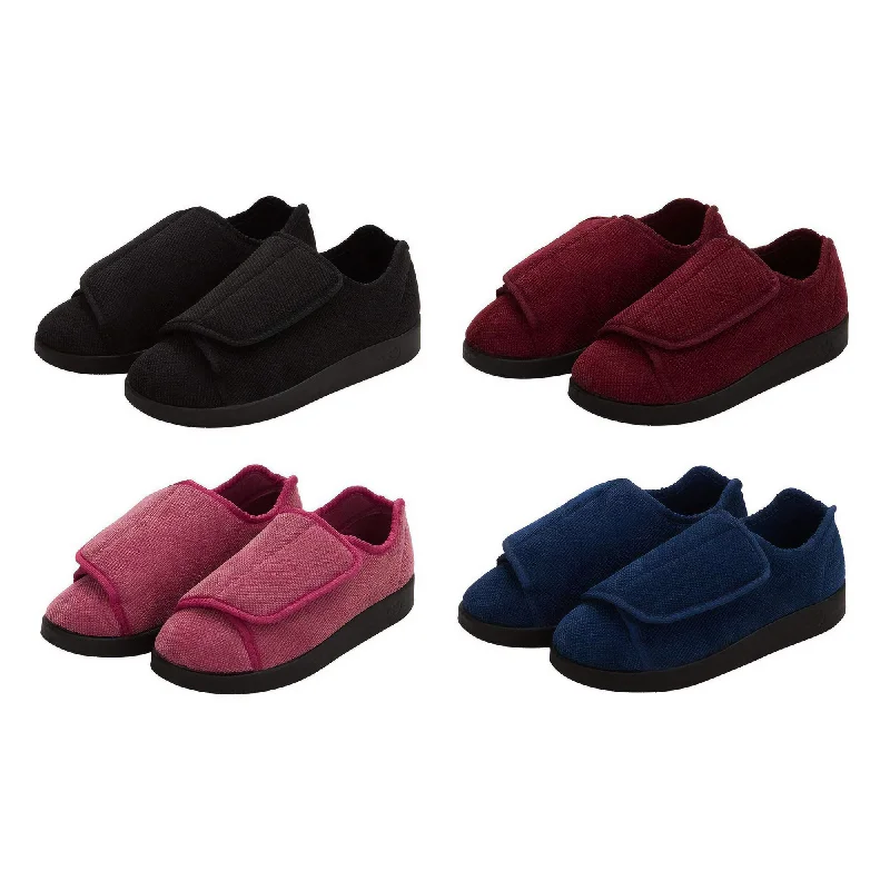 Women's Slippers with a Quilted Pattern in Gray for Added Style Women's Antimicrobial Extra Extra Wide Easy-Closure Slippers