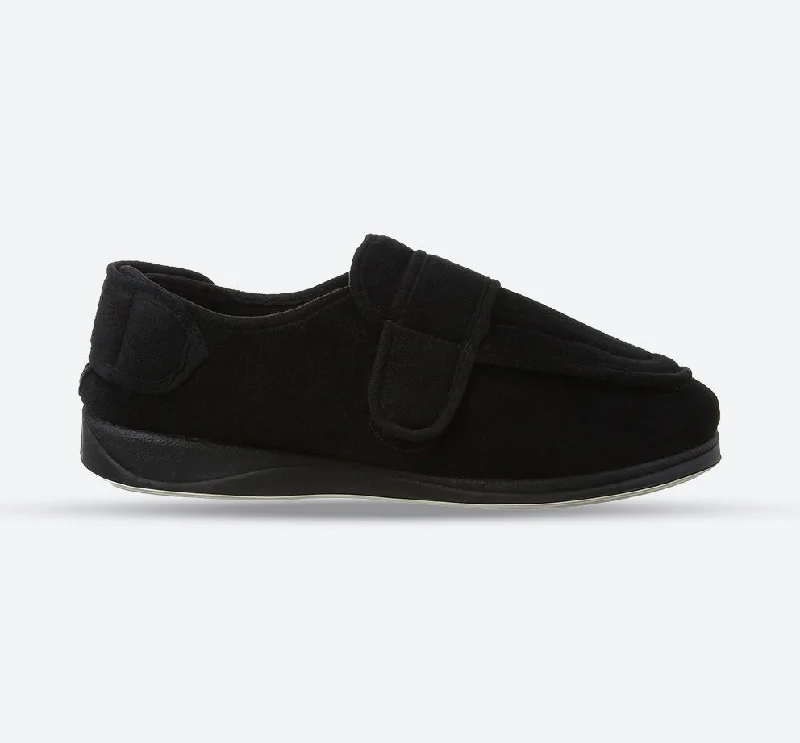 Women's Slippers with a Built - in Heel in Black for a Slightly Elevated Look Womens Wide Fit Padders Wrap Slippers