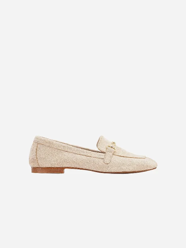 Women's Embroidered Floral Pattern Loafers in Beige for a Spring - Inspired Outfit Olly Vegan Suede Horsebit Loafers | Beige Women's Embroidered Floral Pattern Loafers in Beige for a Spring - Inspired Outfit Olly Vegan Suede Horsebit Loafers | Beige
