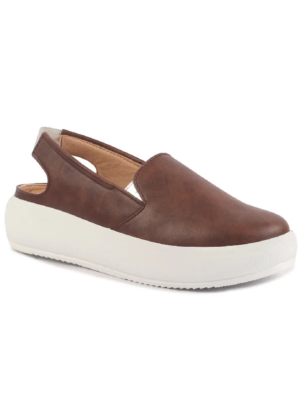 Women's casual shoes in black for a timeless color Women Brown Height Enhancer Elastic Closure Back Strap Platform Heel Slip On Shoes|Stylish|Chunky|Weekend|Classic Sneaker Shoes Women's casual shoes in black for a timeless color Women Brown Height Enhancer Elastic Closure Back Strap Platform Heel Slip On Shoes|Stylish|Chunky|Weekend|Classic Sneaker Shoes