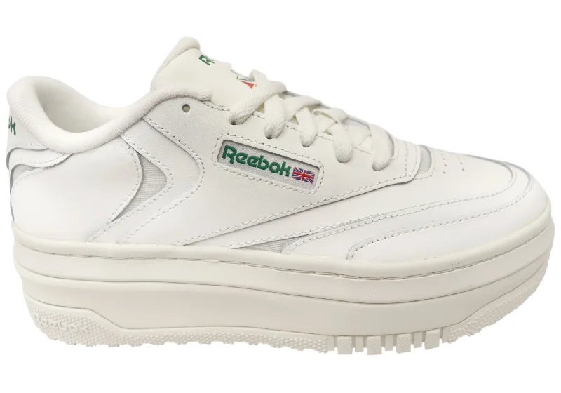 Women's casual shoes in black for a timeless color Reebok Club C Extra Womens Leather Comfortable Platform Sneakers Women's casual shoes in black for a timeless color Reebok Club C Extra Womens Leather Comfortable Platform Sneakers