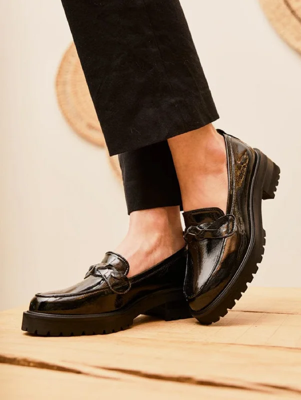 Women's Fur - Lined Loafers in Tan for a Cozy Winter Option Spell Recycled Grain Patent Leather Vegan Loafers | Ink Black Women's Fur - Lined Loafers in Tan for a Cozy Winter Option Spell Recycled Grain Patent Leather Vegan Loafers | Ink Black