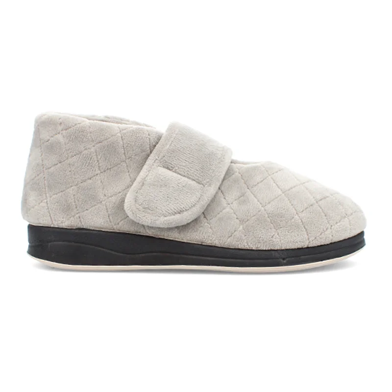 Women's Moccasin - Style Slippers with Fringe Detail in Brown for a Rustic Look Tranquil Extra Wide Women's Velcro Strap Fastening Warm Lined Velour Slipper