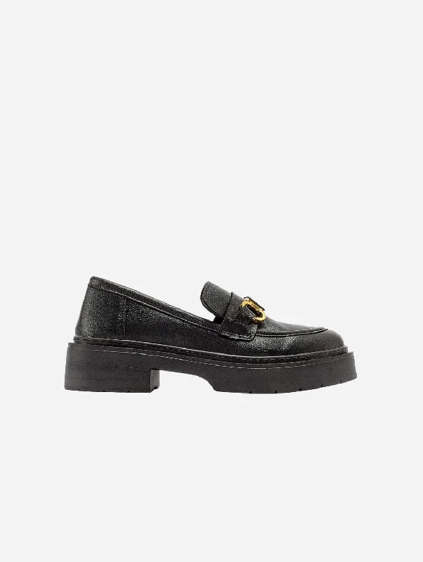 Women's Glitter - Embellished Loafers in Silver for a Sparkly Party Look Simone Vegan Leather Bit Platform Loafers | Black Women's Glitter - Embellished Loafers in Silver for a Sparkly Party Look Simone Vegan Leather Bit Platform Loafers | Black