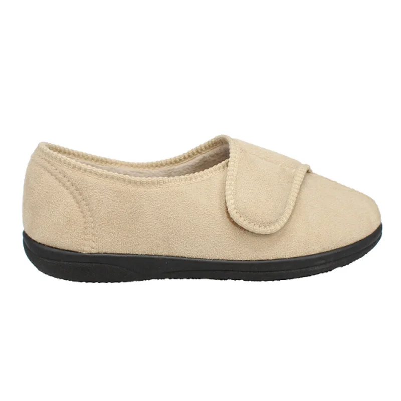 Women's Slippers with a Quilted Pattern in Gray for Added Style Elsa Women's Soft Touch Velcro Fastening Slipper