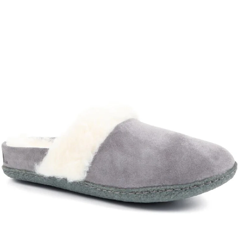 Women's Backless Slippers with a Furry Trim in Light Pink for a Cute and Casual Look Nakiska Slide Leather Slippers - COLUM36507 / 323 059