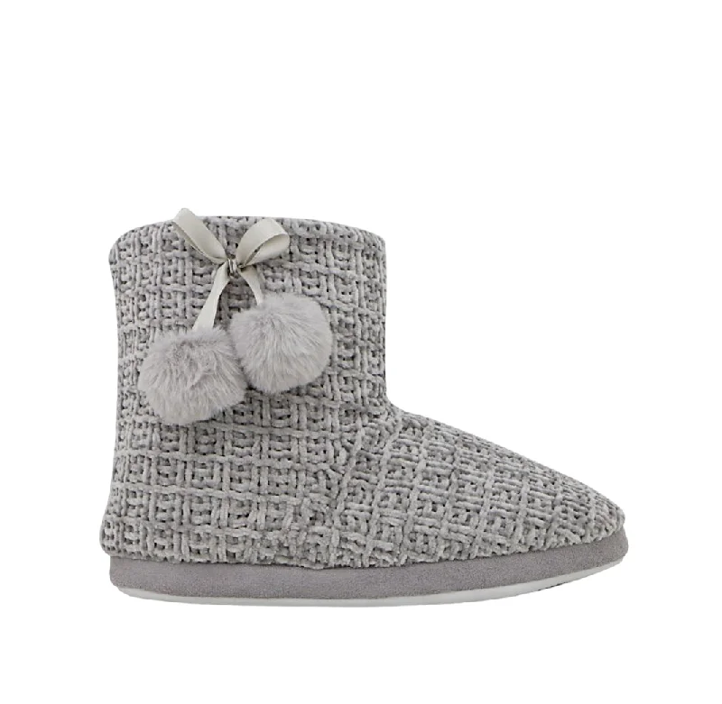 Women's Faux Fur Lined Slippers with Memory Foam Insoles in Pink for Cozy Nights Womens Grosby Davina Knit Boot Slippers Grey Slip On Casual Shoes