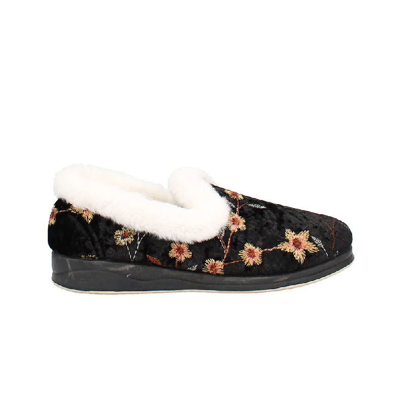 Women's Slippers with a Built - in Heel in Black for a Slightly Elevated Look Clarice Wide Fit Women's Slip On Slipper