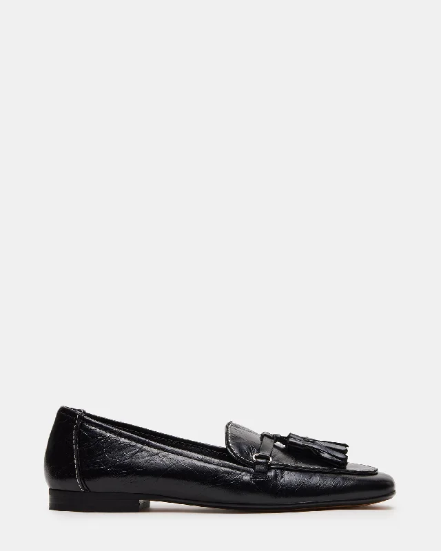 Women's Premium Leather Tassel Loafers in Dark Brown for a Classic Office Look TORIE BLACK LEATHER Women's Premium Leather Tassel Loafers in Dark Brown for a Classic Office Look TORIE BLACK LEATHER