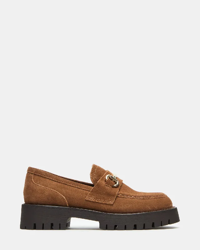 Women's Geometric - Patterned Loafers in Multicolor for a Fashion - Forward Look LANDO COGNAC SUEDE Women's Geometric - Patterned Loafers in Multicolor for a Fashion - Forward Look LANDO COGNAC SUEDE