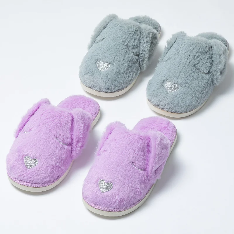 Women's Faux Fur Lined Slippers with Memory Foam Insoles in Pink for Cozy Nights Floppy Ear Dog Fuzzy Slippers