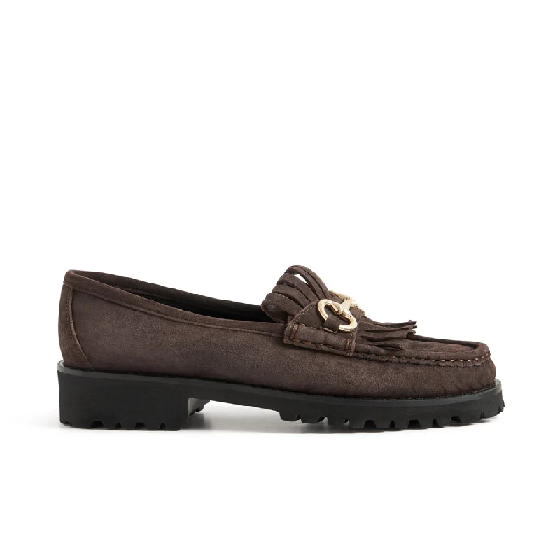 Women's Premium Leather Tassel Loafers in Dark Brown for a Classic Office Look ZOE Women's Premium Leather Tassel Loafers in Dark Brown for a Classic Office Look ZOE