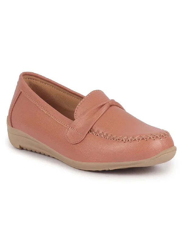 Women's casual shoes with buckles for a classic touch Women Peach Dress Formal Stitched Tie Buckle Strap Slip On Shoes|Memory Cushion Insole|Pull On Shoe|Office Shoe Women's casual shoes with buckles for a classic touch Women Peach Dress Formal Stitched Tie Buckle Strap Slip On Shoes|Memory Cushion Insole|Pull On Shoe|Office Shoe