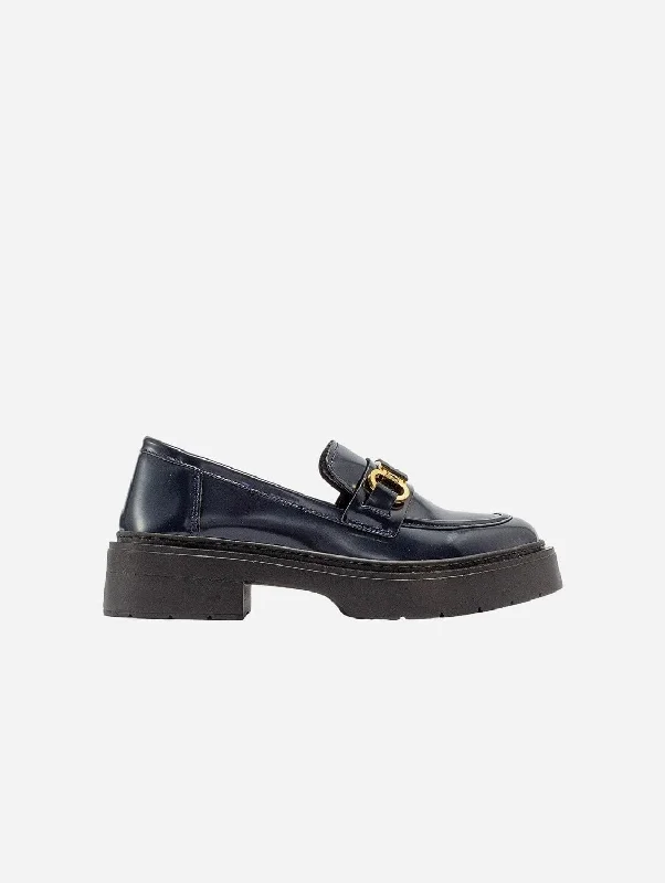 Women's Glitter - Embellished Loafers in Silver for a Sparkly Party Look Simone Vegan Leather Bit Platform Loafers | Navy Patent Women's Glitter - Embellished Loafers in Silver for a Sparkly Party Look Simone Vegan Leather Bit Platform Loafers | Navy Patent
