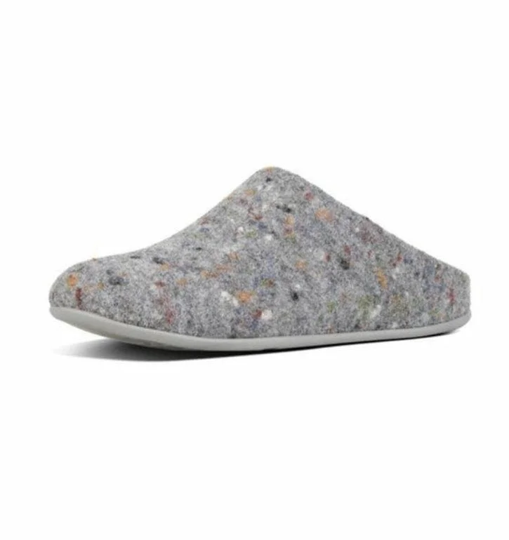 Women's Leather Slippers with a Hand - Stitched Design in Burgundy for Durability FitFlop Chrissie Speckle Wool Slipper - Steel Grey