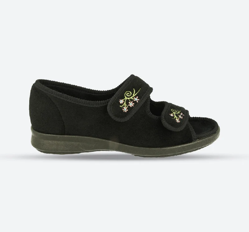 Women's Slippers with a Built - in Heel in Black for a Slightly Elevated Look Womens Wide Fit DB Ace 2 Slippers