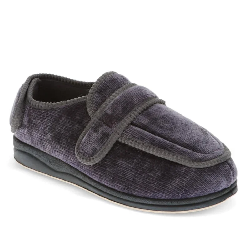 Women's Leather Slippers with a Hand - Stitched Design in Burgundy for Durability Extra-Wide Fit Adjustable Slippers - MERYL / 324 146
