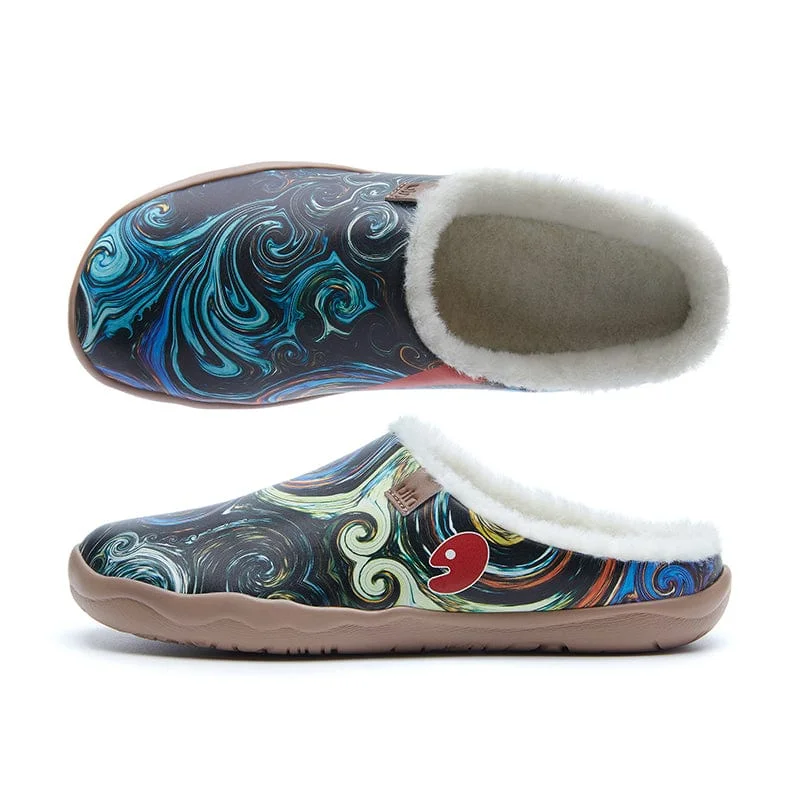 Women's Moccasin - Style Slippers with Fringe Detail in Brown for a Rustic Look Starry Night Malaga Women