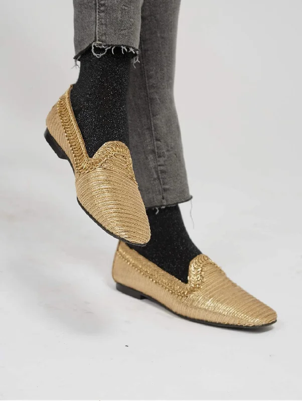 Women's Geometric - Patterned Loafers in Multicolor for a Fashion - Forward Look NY Metallic Vegan Loafers | Gold Women's Geometric - Patterned Loafers in Multicolor for a Fashion - Forward Look NY Metallic Vegan Loafers | Gold