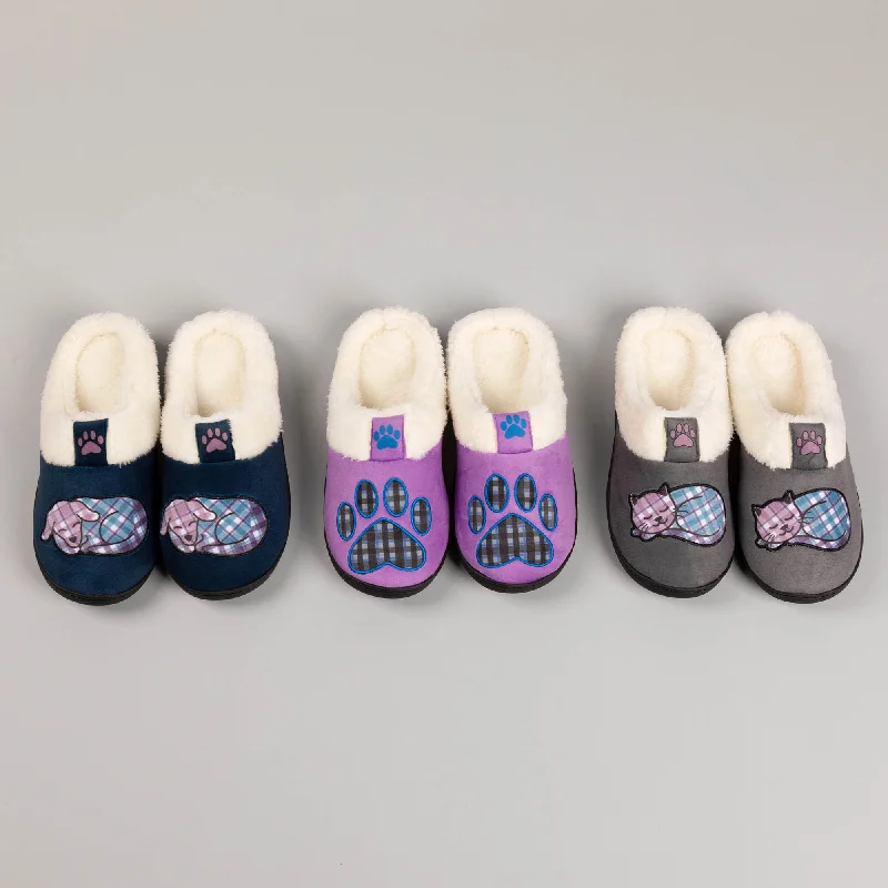 Women's Ballet Flat - Style Slippers with a Rhinestone Embellishment in Silver for a Glamorous Touch Pet Patch Slide Slippers