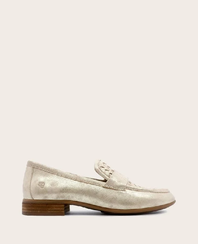 Women's Fur - Lined Loafers in Tan for a Cozy Winter Option GENTLE SOULS - Crew Woven Metallic Loafer Women's Fur - Lined Loafers in Tan for a Cozy Winter Option GENTLE SOULS - Crew Woven Metallic Loafer