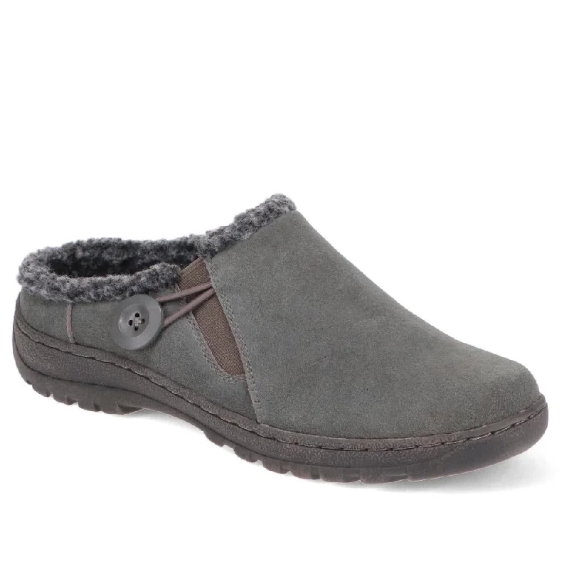 Women's Knitted Cable Pattern Slippers with a Non - Slip Sole in Cream for Indoor Comfort Fleece-Lined Suede Mule Clogs - BRK38007 / 324 256