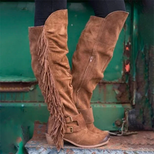 women's boots with combat styleSolid Color Smart Tassel Boots