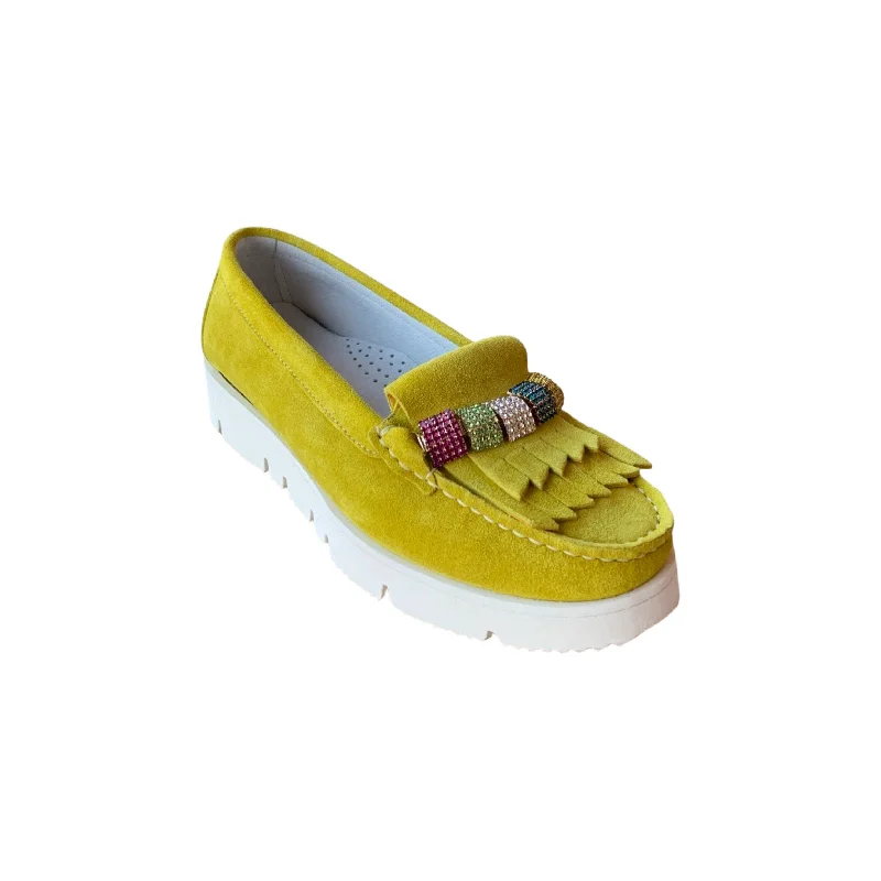 Women's Tassel - Trimmed Loafers with a Low Heel in Olive Green for a Trendy Twist1281 Limone Loafer Women's Tassel - Trimmed Loafers with a Low Heel in Olive Green for a Trendy Twist1281 Limone Loafer