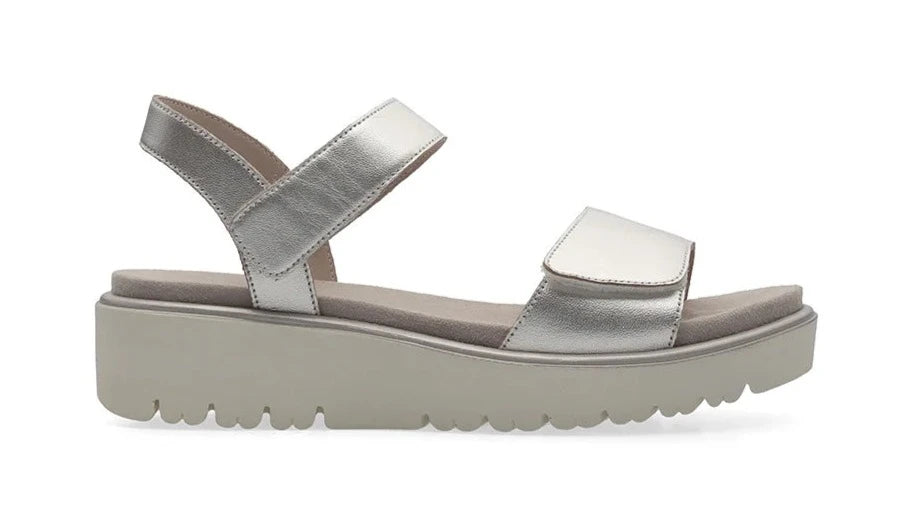 Women's Flat Slide Sandals with a Memory Foam Insole in White for All - Day ComfortAra 12-33518-11 Platinum Women's Flat Slide Sandals with a Memory Foam Insole in White for All - Day ComfortAra 12-33518-11 Platinum