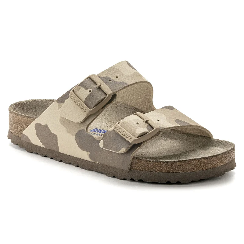 Women's Flat Slide Sandals with a Memory Foam Insole in White for All - Day ComfortArizona SFB - Camo Grey Taupe Women's Flat Slide Sandals with a Memory Foam Insole in White for All - Day ComfortArizona SFB - Camo Grey Taupe