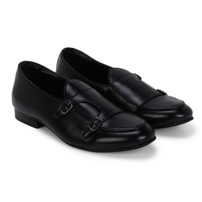 Women's Glitter - Embellished Loafers in Silver for a Sparkly Party LookBello Black Double Monk Loafers Women's Glitter - Embellished Loafers in Silver for a Sparkly Party LookBello Black Double Monk Loafers