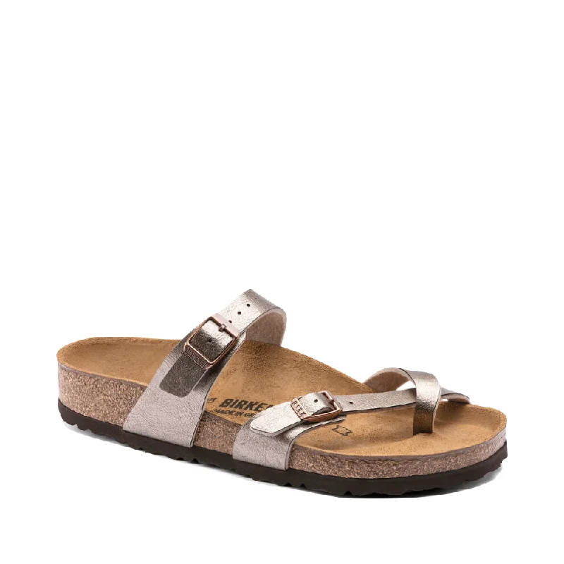 Anti - Slip Women's Sandals with a Grooved Sole in Green for Outdoor AdventuresBirkenstock Women's Mayari Birko-Flor Toe Loop Sandal in Graceful Taupe Metallic Anti - Slip Women's Sandals with a Grooved Sole in Green for Outdoor AdventuresBirkenstock Women's Mayari Birko-Flor Toe Loop Sandal in Graceful Taupe Metallic