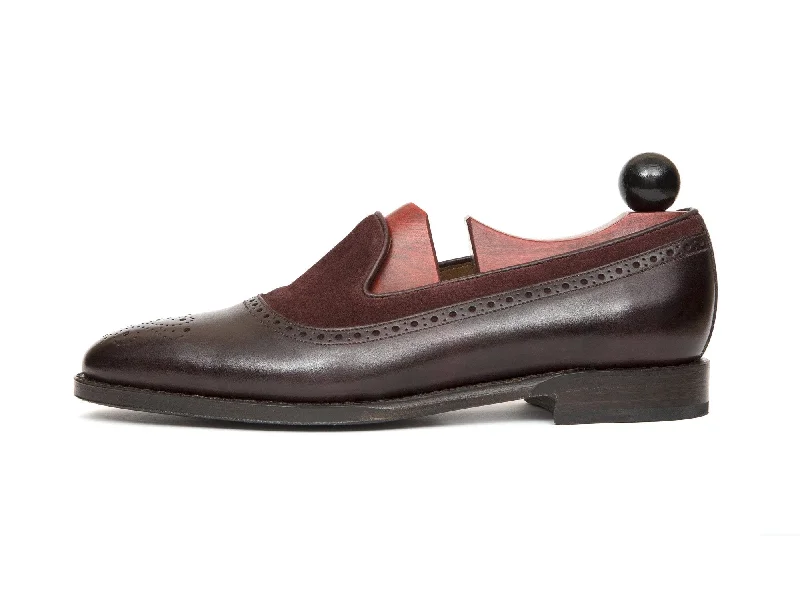 Sustainable Women's Recycled Material Loafers in Gray for Eco - Conscious ShoppersBothell - MTO - Plum Museum Calf / Burgundy Suede - TMG Last - Single Leather Sole Sustainable Women's Recycled Material Loafers in Gray for Eco - Conscious ShoppersBothell - MTO - Plum Museum Calf / Burgundy Suede - TMG Last - Single Leather Sole