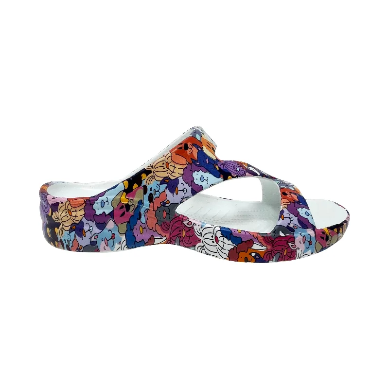 Women's Flat Slide Sandals with a Memory Foam Insole in White for All - Day ComfortWomen's PAW Print Z Sandals - DAWG Crazy Women's Flat Slide Sandals with a Memory Foam Insole in White for All - Day ComfortWomen's PAW Print Z Sandals - DAWG Crazy
